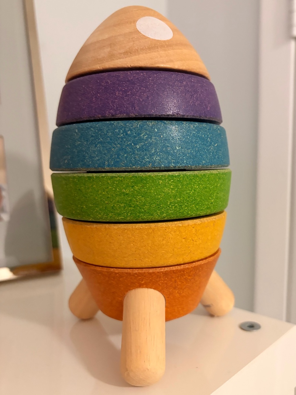 Plantoy Wooden Stacking Rocket Toy - Multicolor